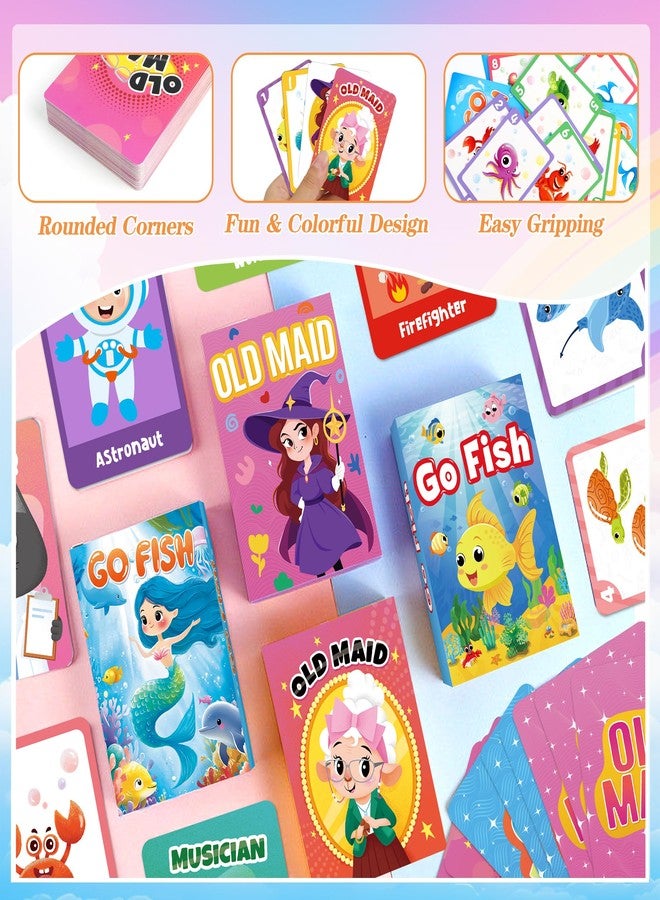 Wkchxd Go Fish and Old Maid Card Games,Kids Card Games for Ages 4-8,Family Games For Kids Adults Toddlers,Classic Card Game for Travel Classroom Table Party Games,Stocking Stuffers Birthday Gifts (4 Pack) - Image 3